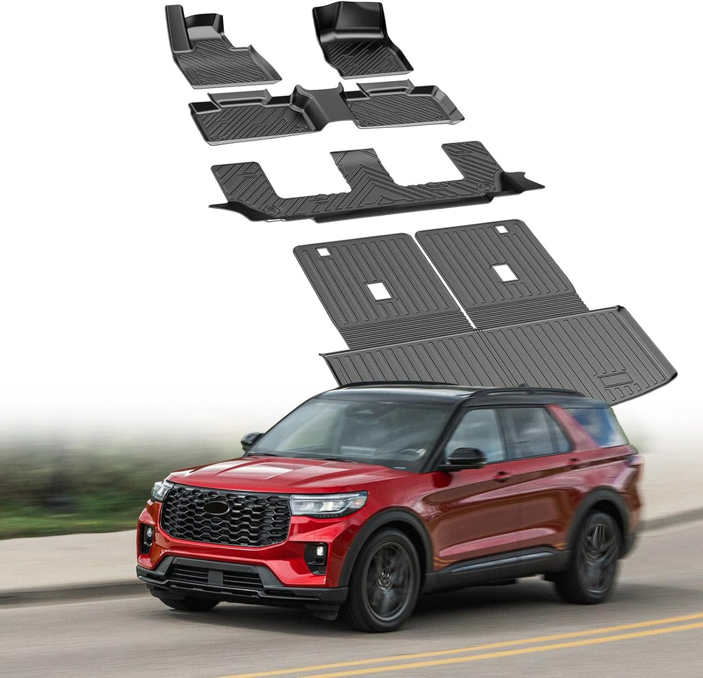 Cartist Floor Mats for Ford Explorer (Only for 7 Seats) 2020-2025 2026, All Weather Cargo Liner for Explorer Accessories, Heavy Duty Car Mats, Car Accessories