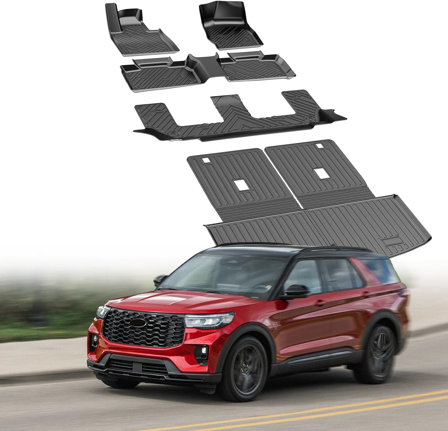 Cartist Floor Mats for Ford Explorer (Only for 7 Seats) 2020-2025 2026, All Weather Cargo Liner for Explorer Accessories, Heavy Duty Car Mats, Car Accessories