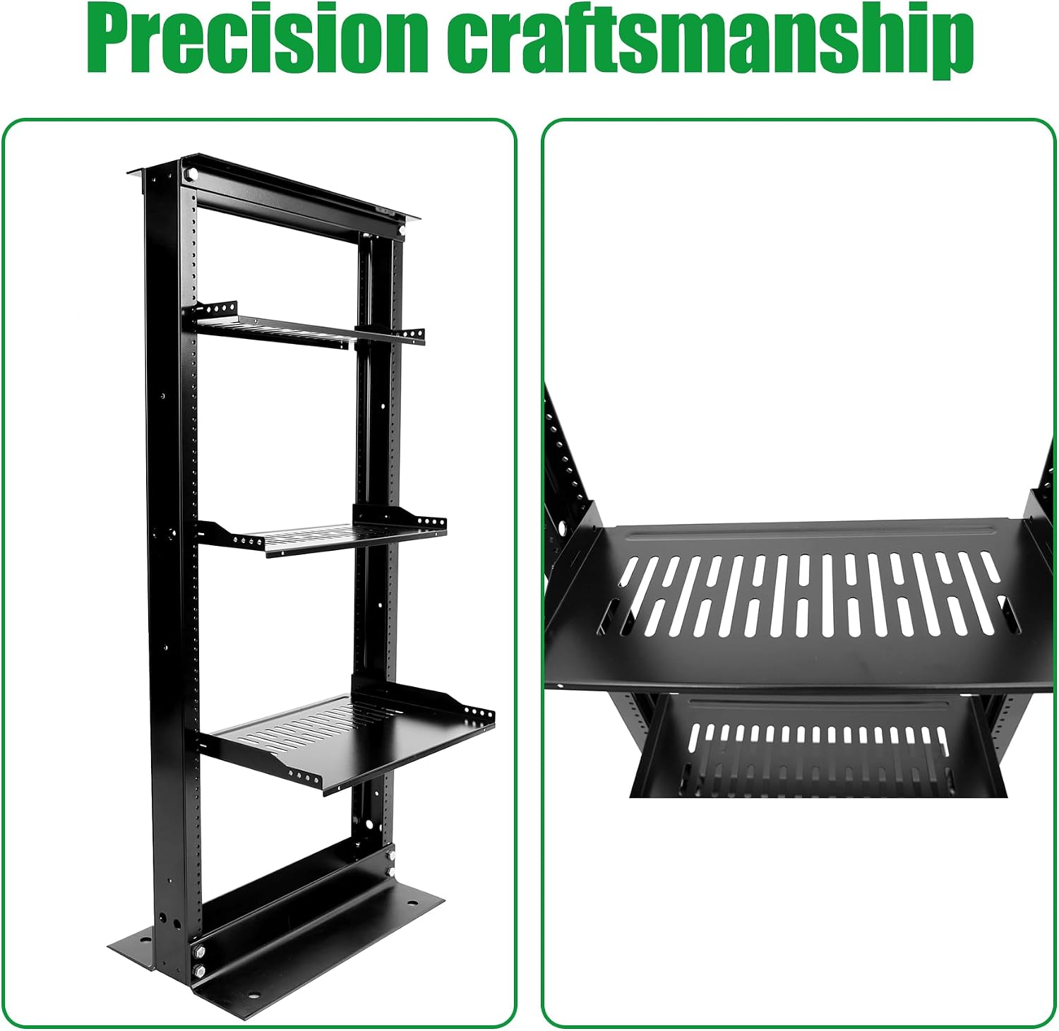 Server Rack Shelf-Universal Vented Rack Mount Cantilever Tray for 19' Network Rack & Cabinet - Heavy Duty Steel - Weight Capacity 115lb-3U H 18' D/ 2 Pieces Packaging GLOBALRACK (3U18, 18INCH)