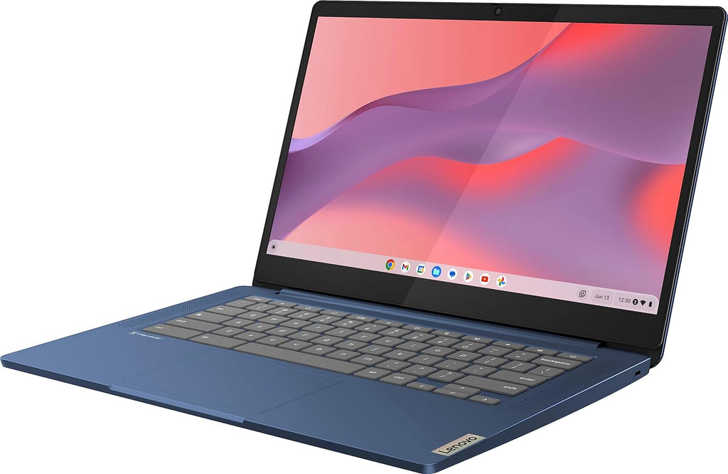 Lenovo 2023 14'' FHD Touchscreen Slim 3 Chromebook Laptop Business Student, 8-Core MediaTek Kompanio 520 Processor, 4GB RAM, 64GB eMMC, WiFi 6,Chrome OS+MarxsolCables, Abyss Blue