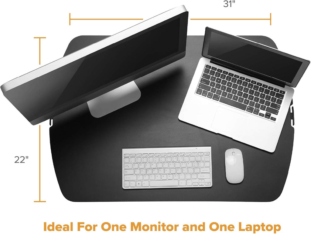 Bostitch Office Sit Stand Desk Converter, Height Adjustable Workstation Riser, Includes Wireless Charging Pad, Black (STND-3122BK)