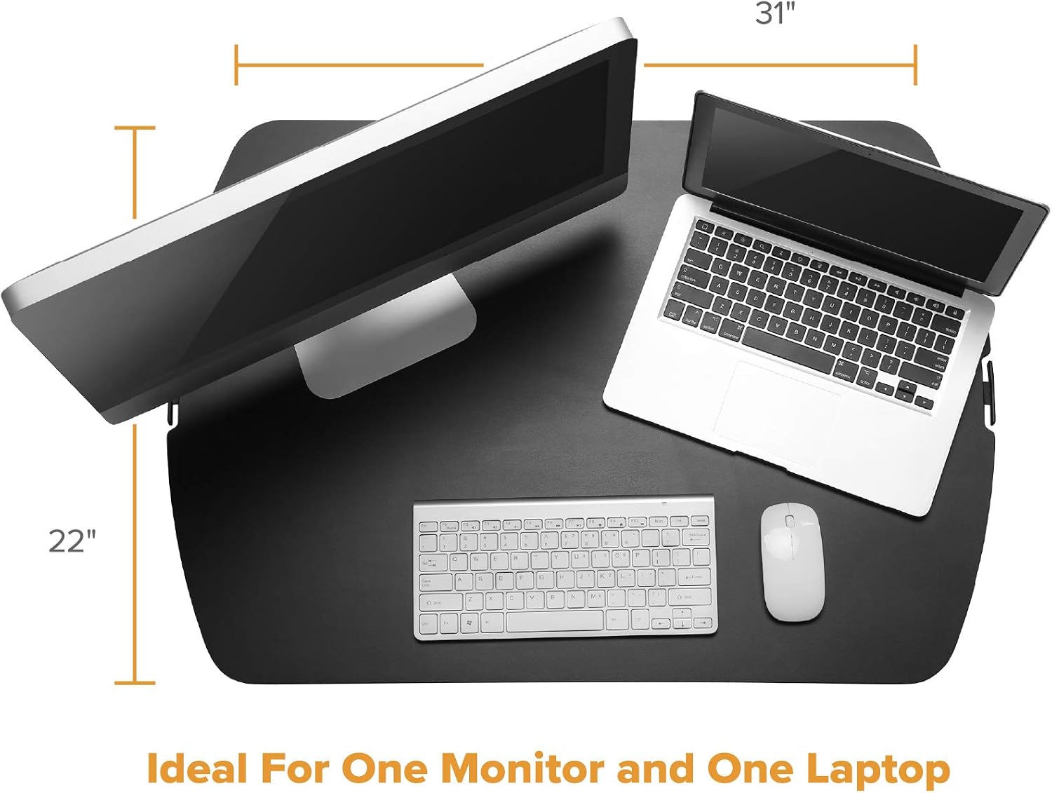 Bostitch Office Sit Stand Desk Converter, Height Adjustable Workstation Riser, Includes Wireless Charging Pad, Black (STND-3122BK)