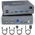 KCEVE KVM Switch 2 Monitors 2 Computers USB C HDMI, Dual Monitor USB 3.0 USB Typc C KVM Switcher Supports 4K@60Hz for 2 Computers Share Keyboard, Mouse and Monitor
