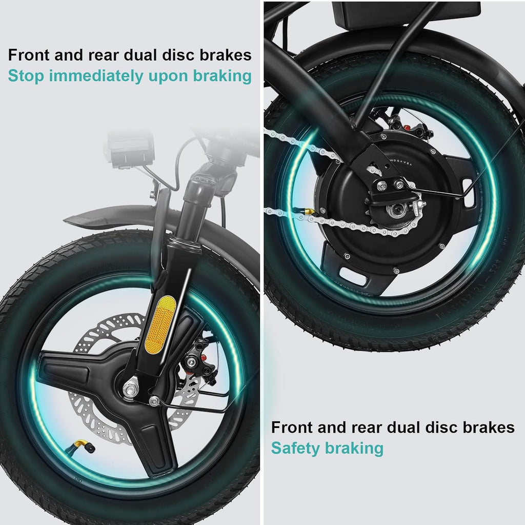 Electric Bike for Adults and Teens, 560-740W Motor, 20-25MPH Compact Commuter Folding Ebike, 32 Miles Range, 48V 10Ah Battery, 3-Level Pedal Assist, 14' Foldable Electric Bicycle, UL 2849 Certified
