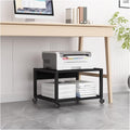 Printer Bracket Printer Stand Under Desk Printer Stand Office Movable Printer Desk with 4 Wheels & Lock Mechanism for Mini 3D Printer, 2 Tiers, Black Printer Support Bracket