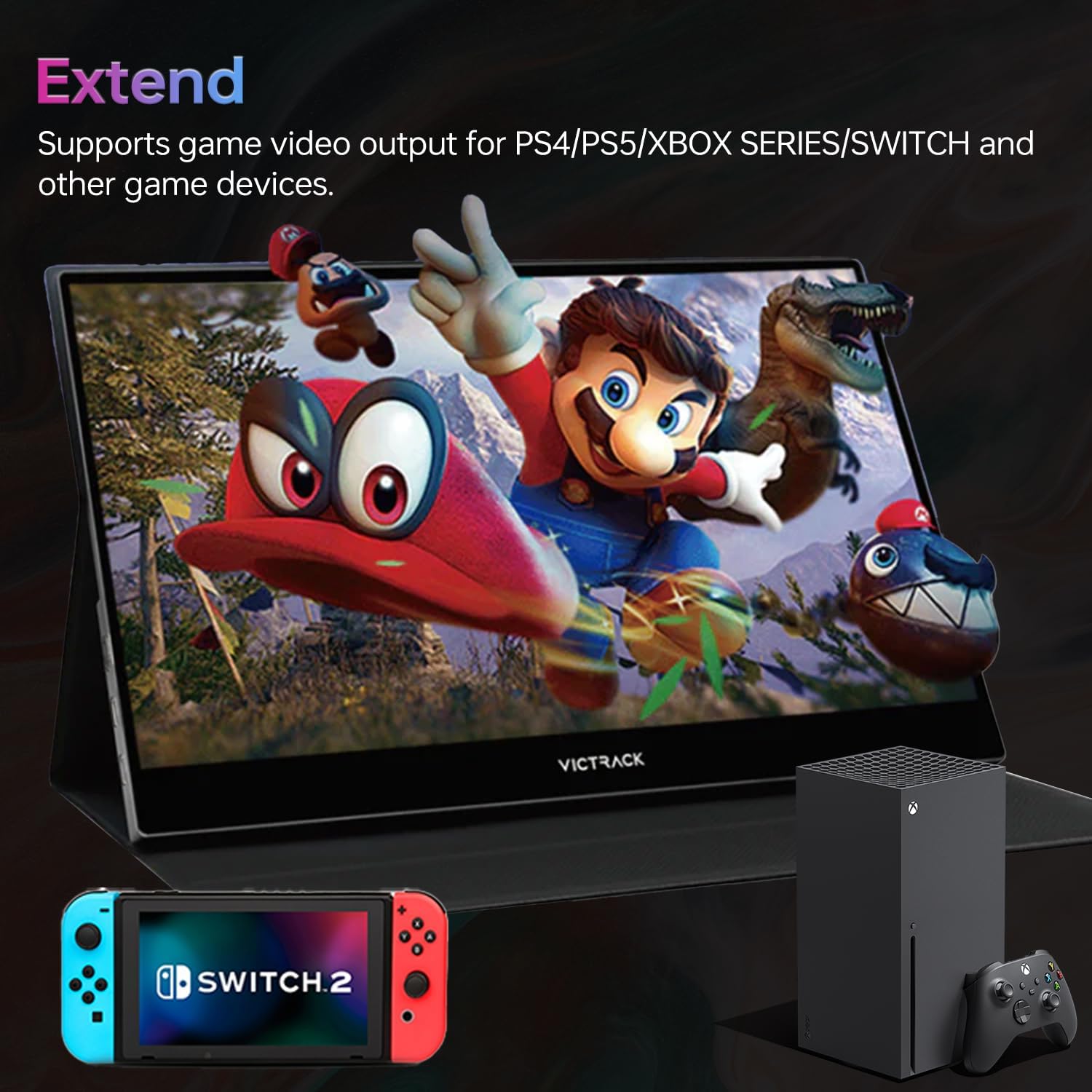 Victrack 4K Touchscreen Portable Monitor, 13.3' Ultra UHD, Designed for Handheld Gaming pc, Style as ASUS Rog Ally, Lenovo Legion go, 100% RGB IPS Computer Gaming Display HDR Monitor Cover
