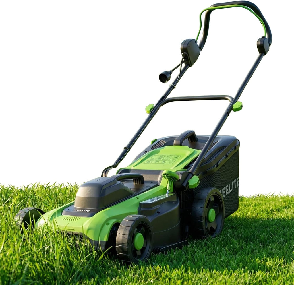 Steelite 16-Inch 1800W Corded Electric Lawn Mower, Powerful Rotary Mower for Medium Lawns, with Grass Collection Bag & Height Adjustment