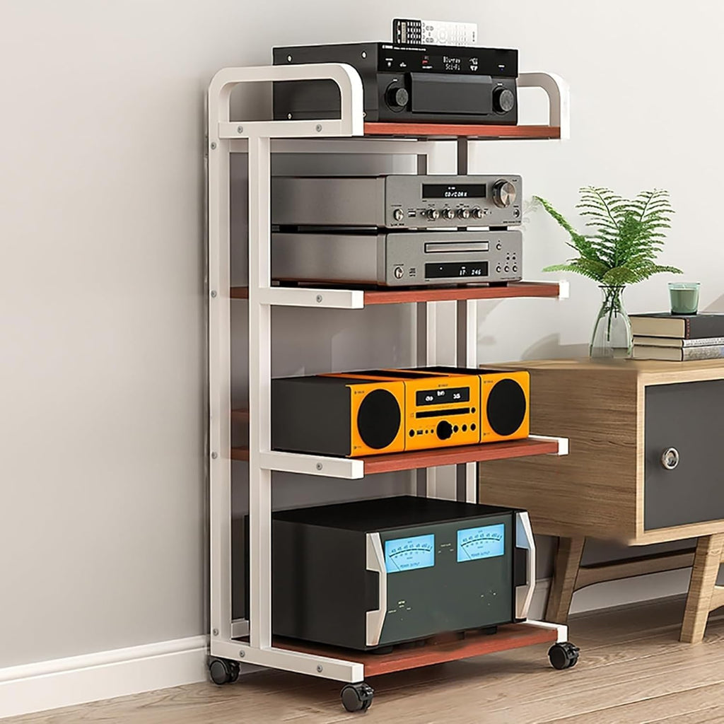 HiFi Rack Record Player Stand, 3/4/5 Tier AV Media Player Stand, Audio/Video Component Stereo Cabinet for Record Player, Amplifier, Entertainment Equipment(Style C,50x40x111cm)