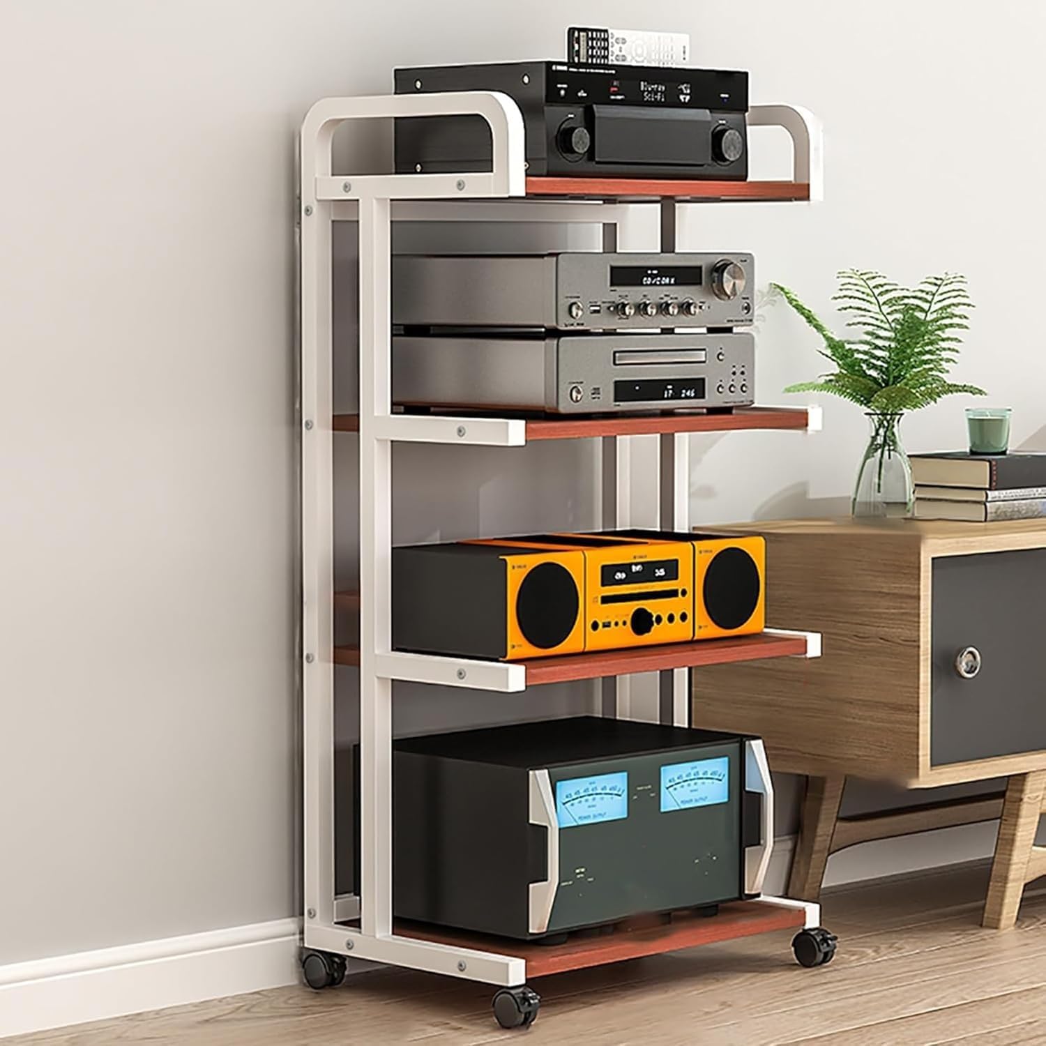 HiFi Rack Record Player Stand, 3/4/5 Tier AV Media Player Stand, Audio/Video Component Stereo Cabinet for Record Player, Amplifier, Entertainment Equipment(Style C,50x40x111cm)