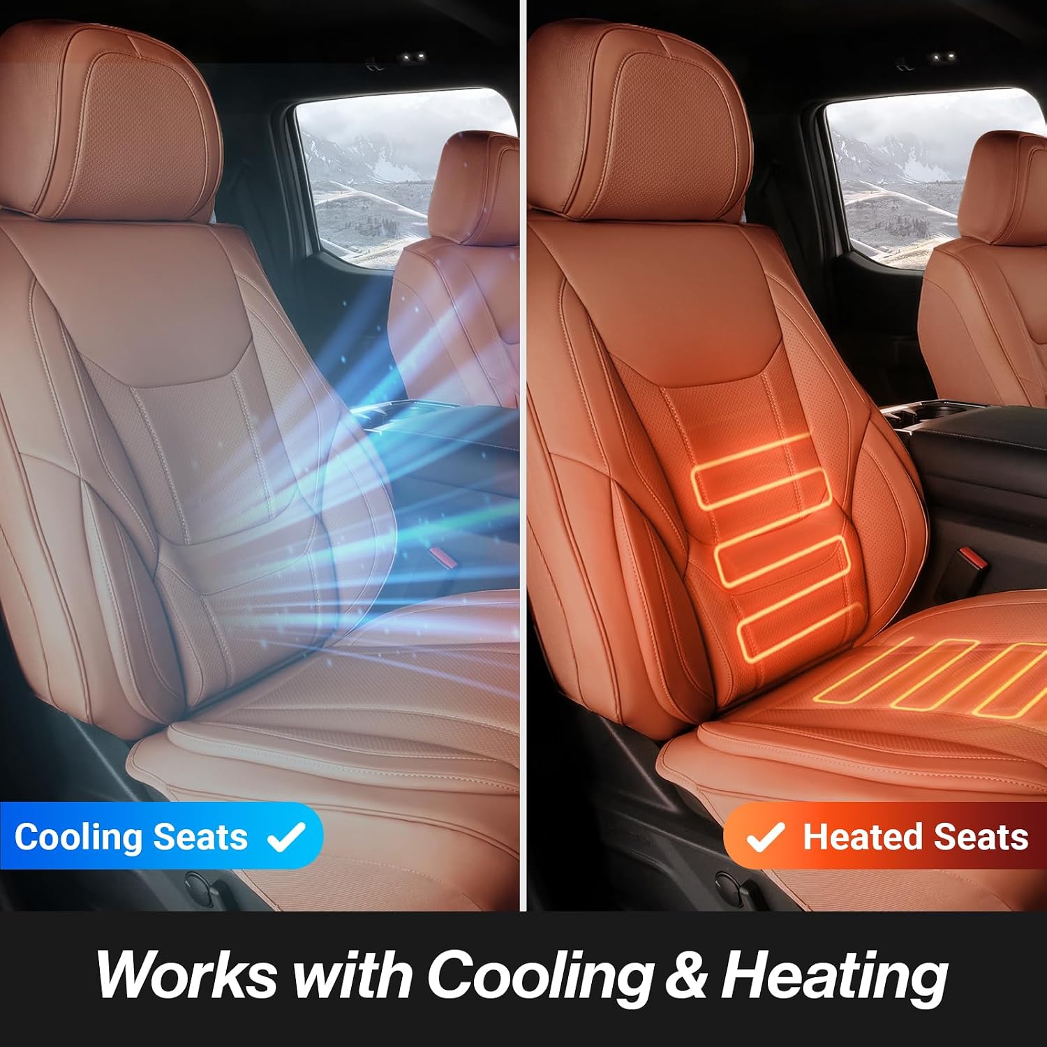 Coverland Custom Car Seat Covers Compatible with 2004-2008 Toyota Solara Convertible - Premium Leather Non-Slip Memory Foam Waterproof Seat Cover Custom fit Interior Protector [Full Set-Camel Brown]