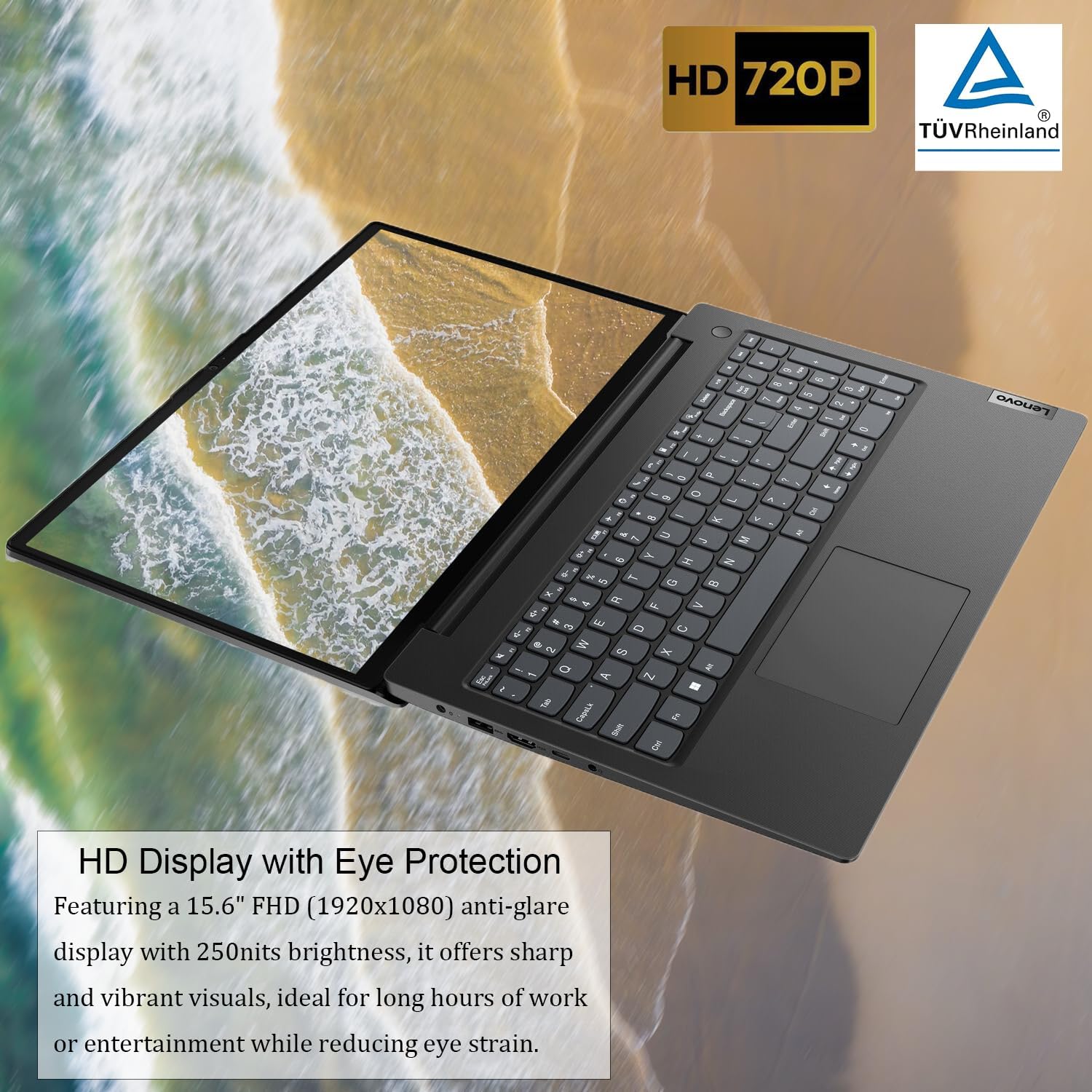 Lenovo V15 Laptop | Intel Pentium Silver N6000 Processor | 15.6' FHD (1920 x 1080) | 16GB RAM | 256GB SSD | Ethernet RJ-45 | Military Durability | Windows 11 Pro | Black (Renewed)