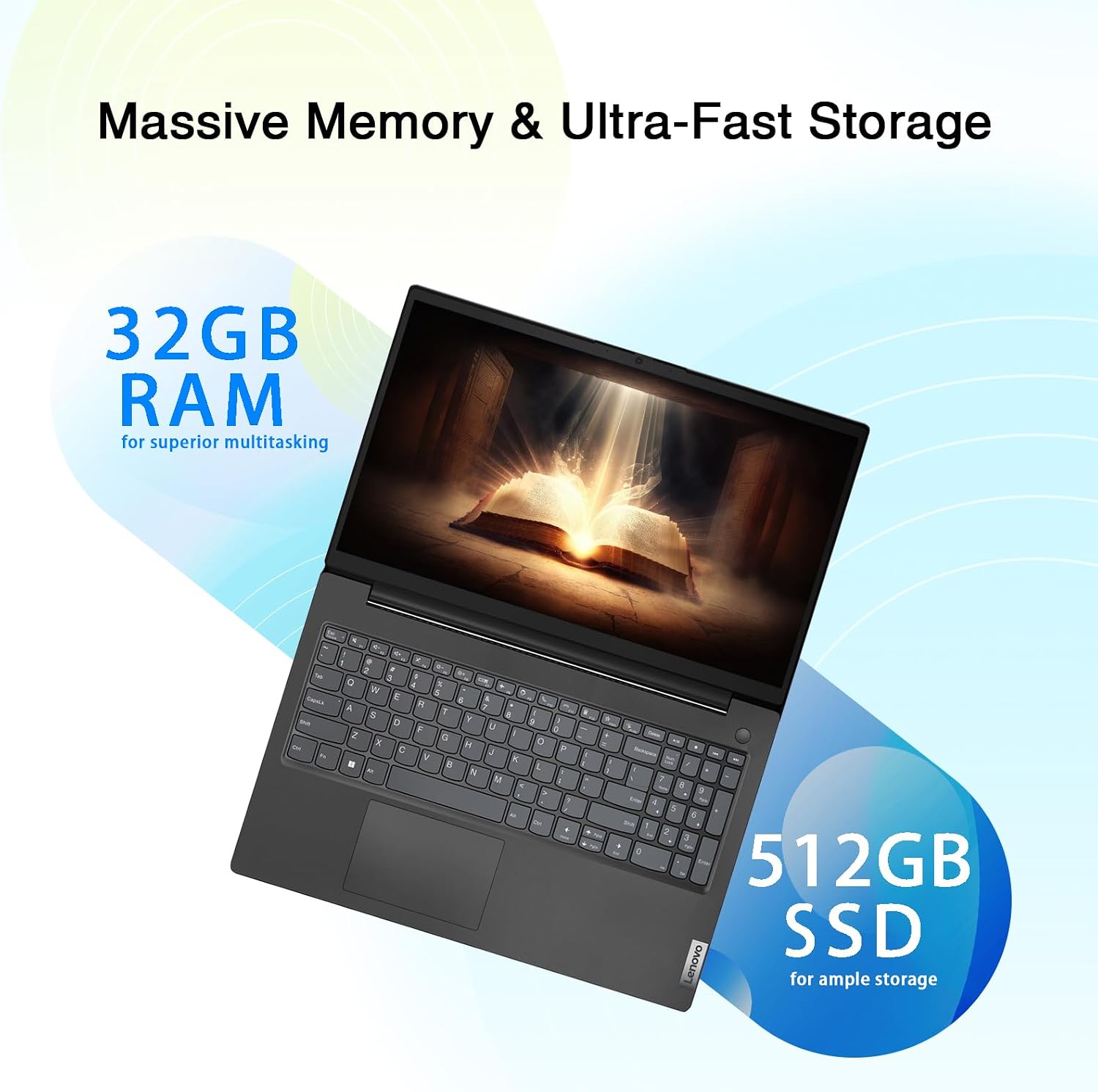 Lenovo V15 Business Laptop | 15.6' FHD (1920 x 1080) | Intel 4-core Processor | Intel UHD Graphics | 32GB RAM | 512GB SSD | Ethernet RJ-45 | Military Durability | Windows 11 Pro