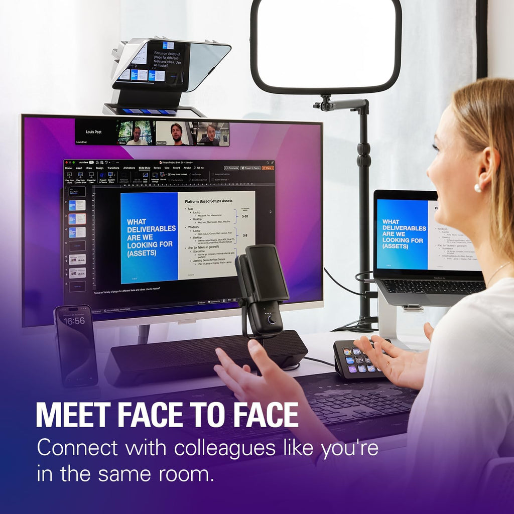 Elgato Prompter â€' Teleprompter with Built-in Screen for YouTube, Twitch, Zoom and More, 1080 Pixels, Supports DSLR/Webcam/Smartphone, Drag & Drop Monitor Display, Works with Mac/PC & Stream Deck