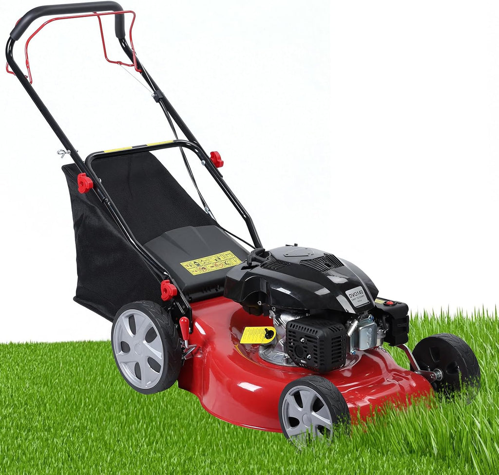 Gas Lawn Mower Self Propelled,141cc OHV Engine with Air Cooling, 20' Steel Deck, 3-in-1 Cutting System, 8-Level Height Adjustment, 20L Grass Catcher, Foldable Design Red (US Fast Arrival)