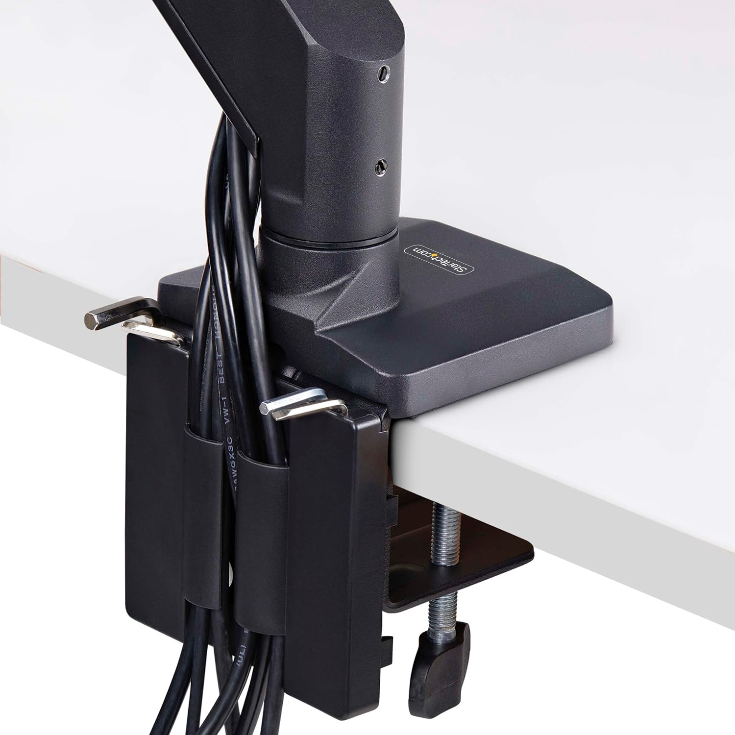 StarTech.com Desk Mount Triple Monitor Arm w/Crossbar for Up to Three 27in Screens, VESA 75x75/100x100, Tool-Less Arm Adjustments