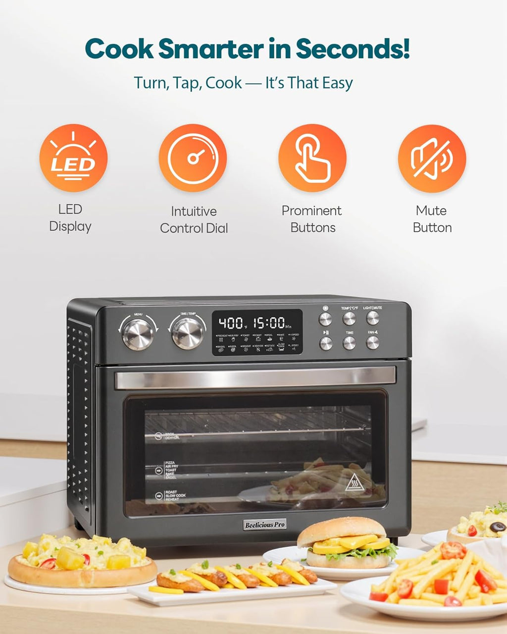28QT Air Fryer Toaster Oven Combo, Large 12-in-1 Convection Countertop Oven with Next-Gen HeatWave Convection, 3-Layer Cooking, Rotisserie for Chicken, Fits 11' Pizza, Full Accessories, Glitter Black