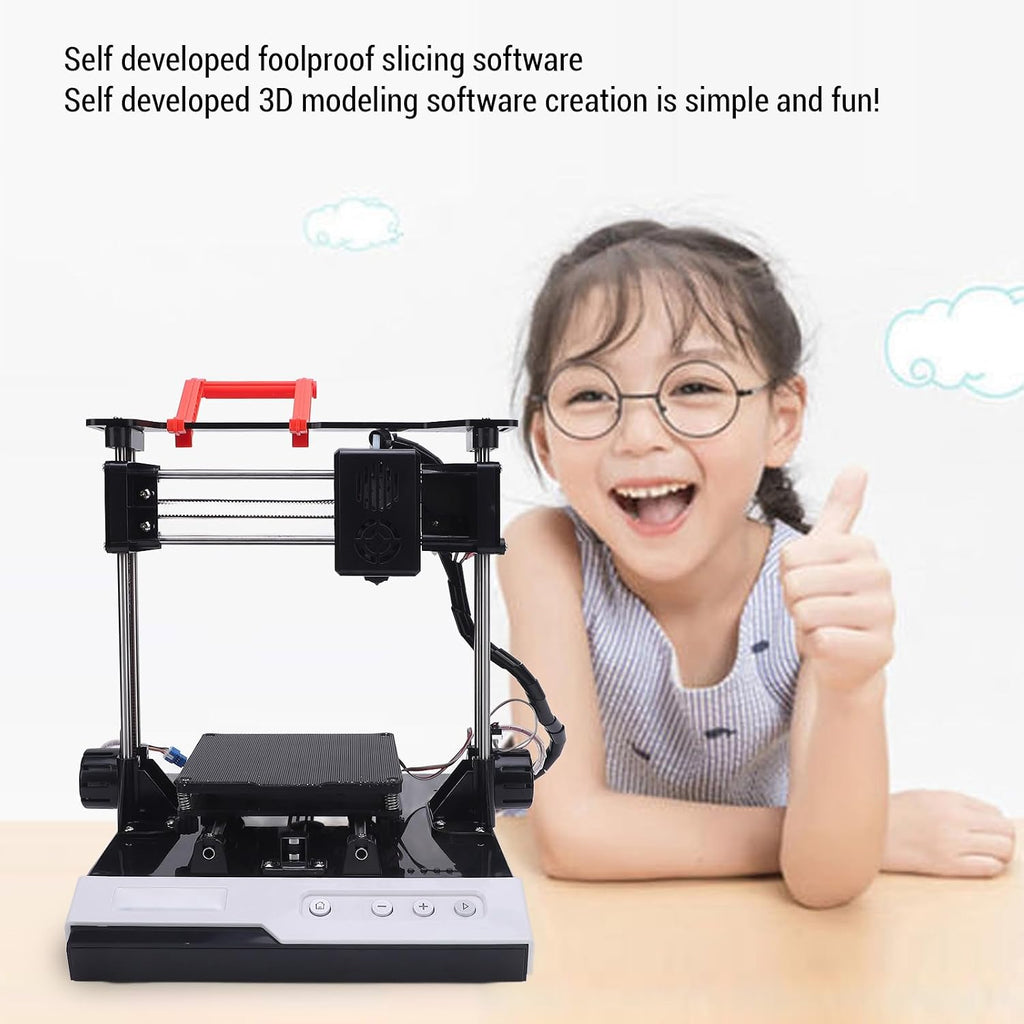 Mini 3D Printer - PLA/TPU Filament | 100x100x100mm Printing Size | 0.4mm Nozzle | Fully Open Source | Support STL Formats | 3D Printing Machine for Kids and Beginners (Orange White) (Black White)