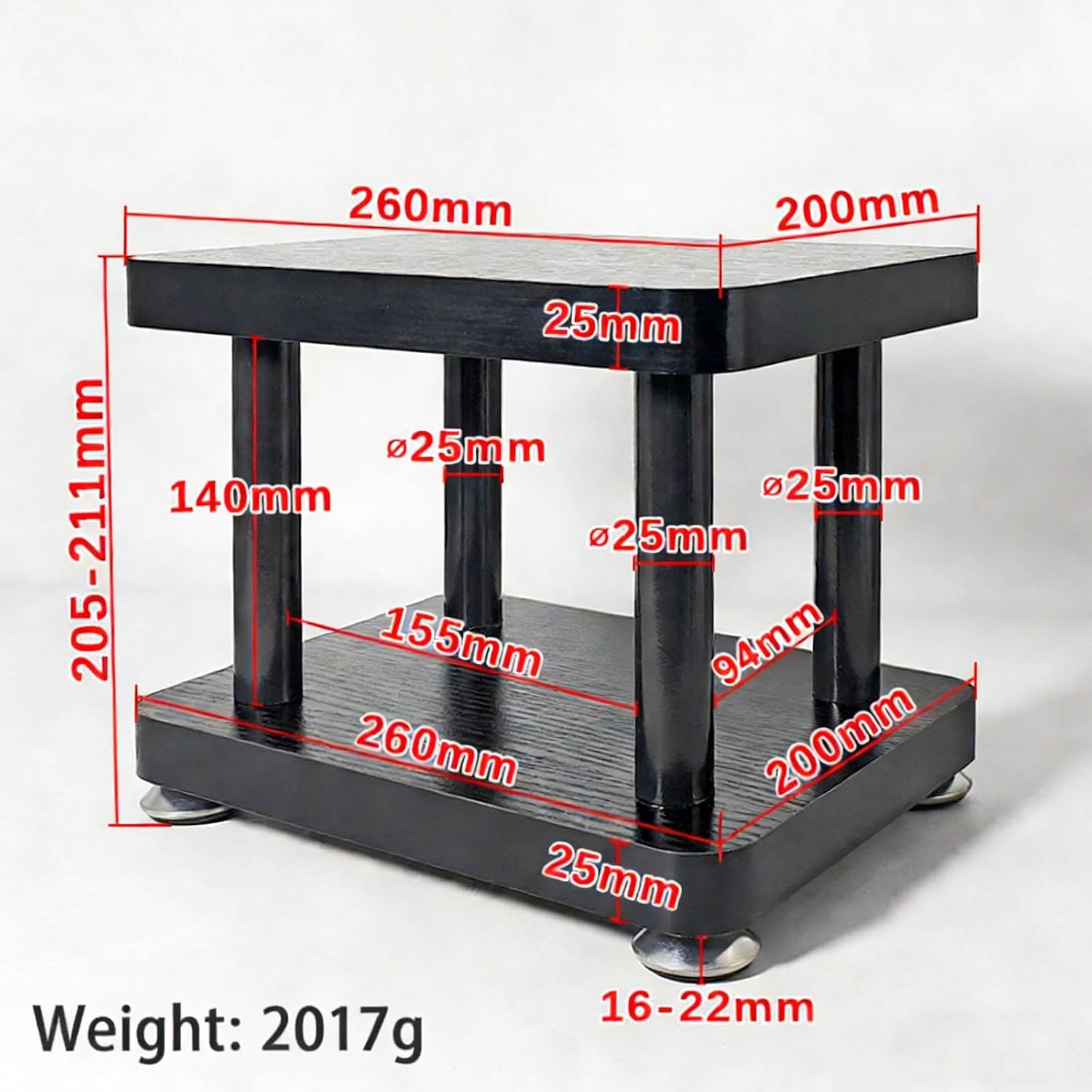 Modern Minimalist Black Speaker Stand Home Audio Dual Shelf Rack Multi-Functional Universal Various Audio Equipment(26 * 20 * 21cm)