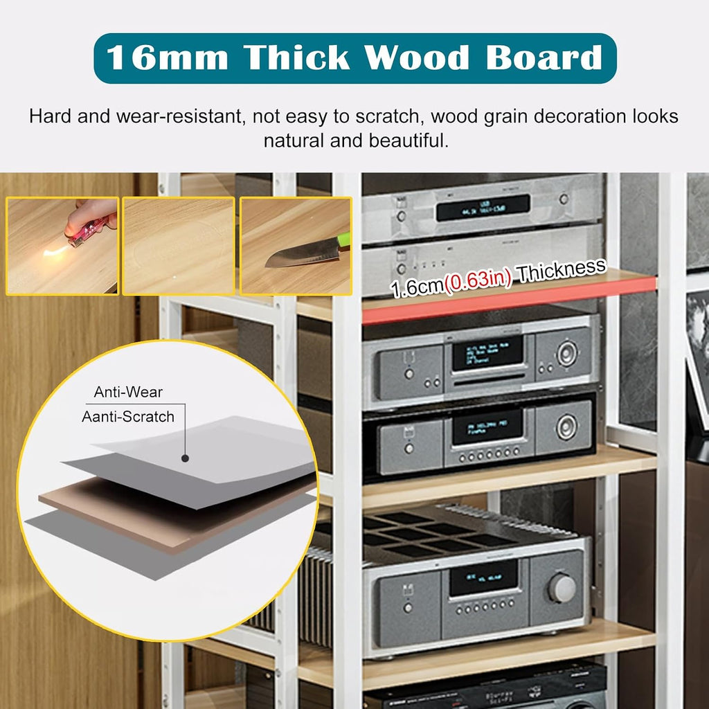 27 35 43 Inch Tall Stereo Stands 3/4/5 Shelf for Living Room, Media Audio Video Equipment Rack with 360° Swivel Wheel, Heavy Duty Record Players Turntable Cabinet(70cm (27.5in) - 3 Tier)
