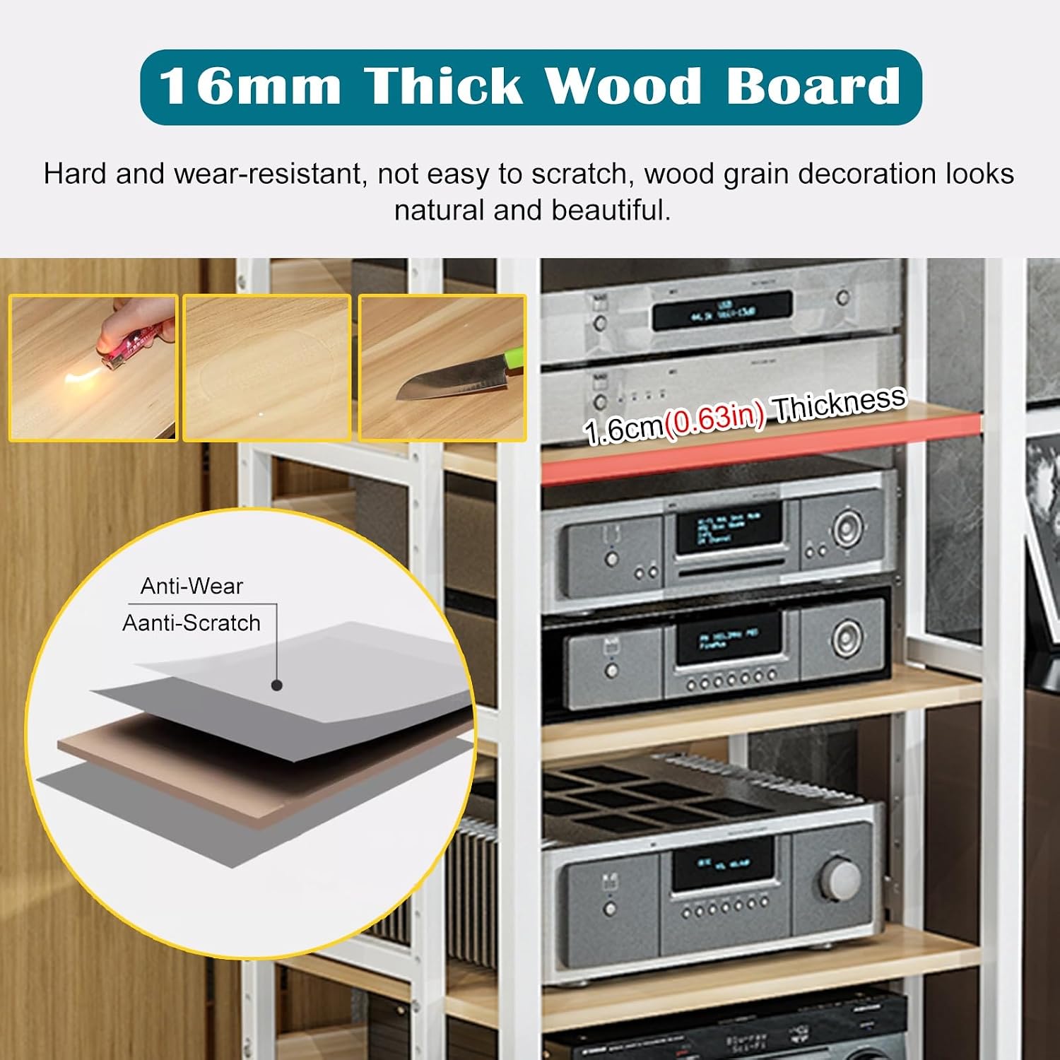 27 35 43 Inch Tall Stereo Stands 3/4/5 Shelf for Living Room, Media Audio Video Equipment Rack with 360° Swivel Wheel, Heavy Duty Record Players Turntable Cabinet(70cm (27.5in) - 3 Tier)