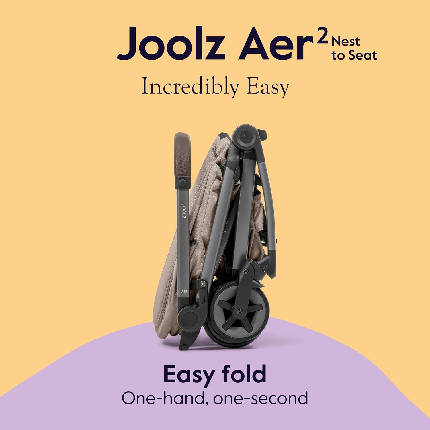Joolz AER2 Nest-to-Seat Accessory for Newborn-to-Toddler Use (Up to 33 lbs) - Lightweight Compact Parent-Facing Seat, (Chassis Not Included) Airplane-Approved - One-Hand Fold - (Sandy Taupe)