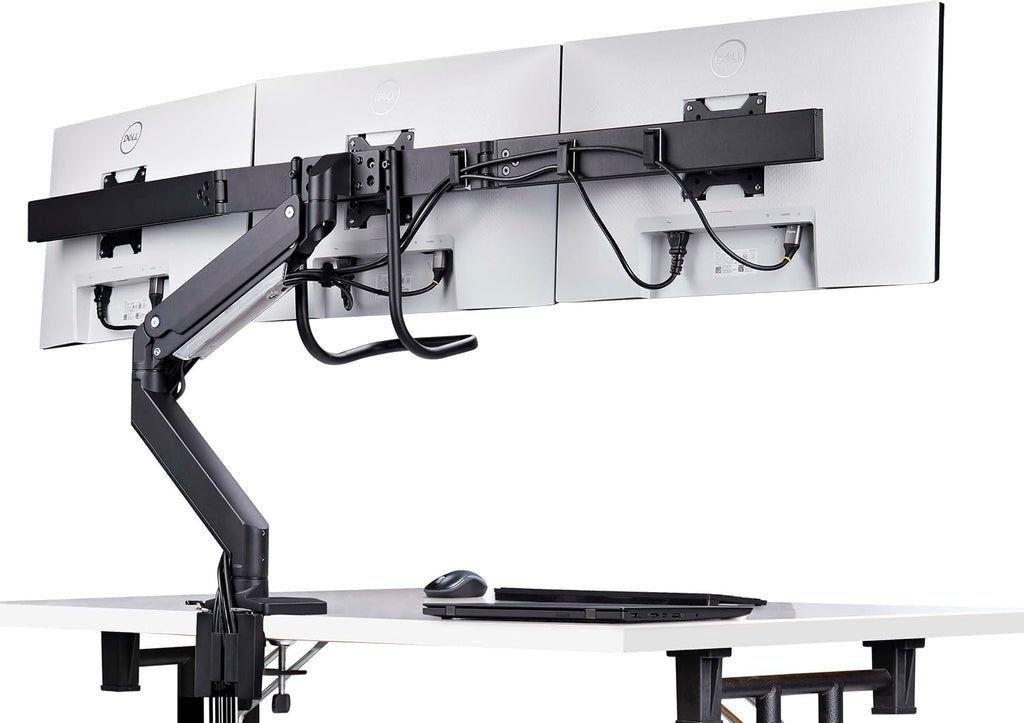 StarTech.com Desk Mount Triple Monitor Arm w/Crossbar for Up to Three 27in Screens, VESA 75x75/100x100, Tool-Less Arm Adjustments