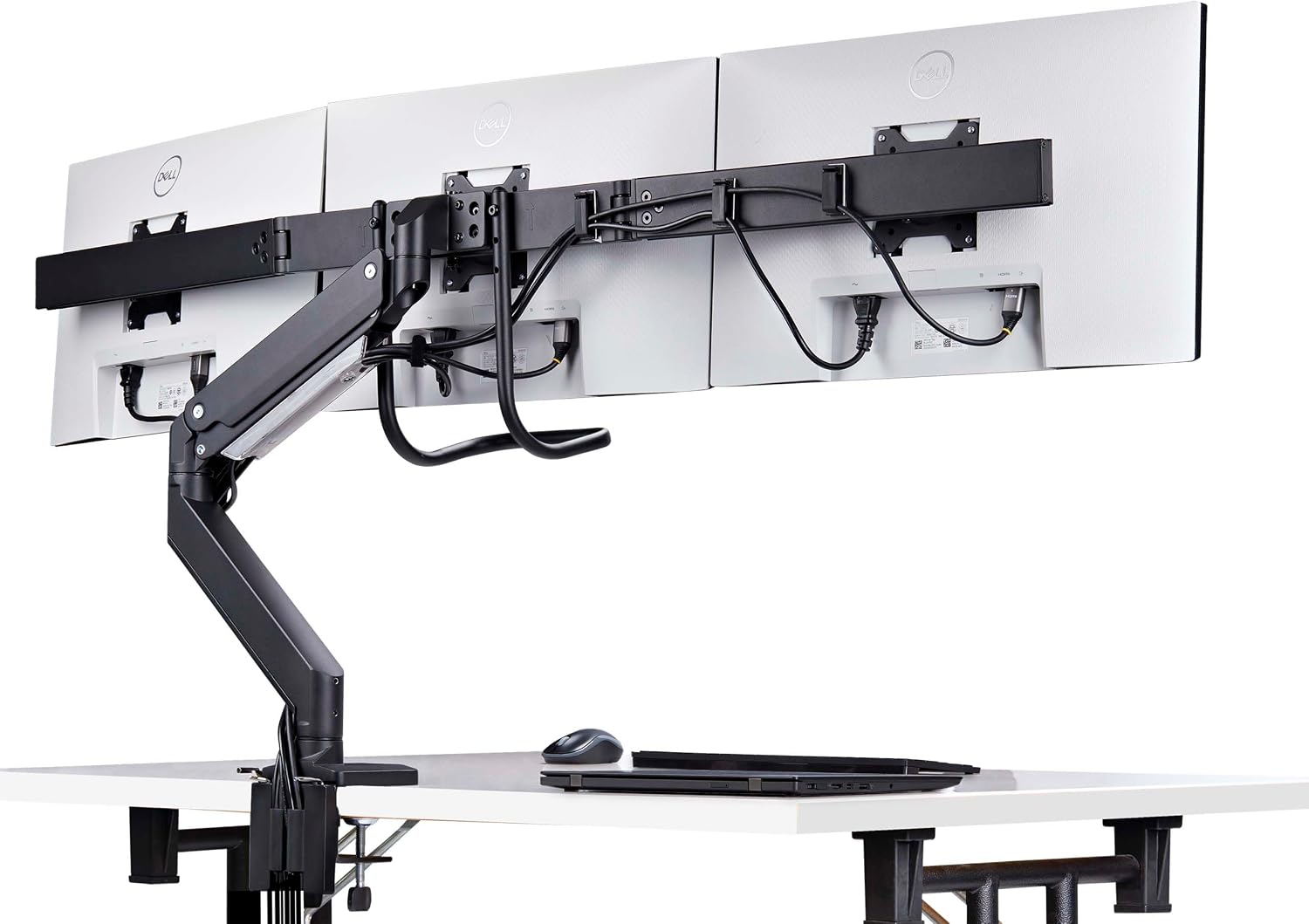 StarTech.com Desk Mount Triple Monitor Arm w/Crossbar for Up to Three 27in Screens, VESA 75x75/100x100, Tool-Less Arm Adjustments