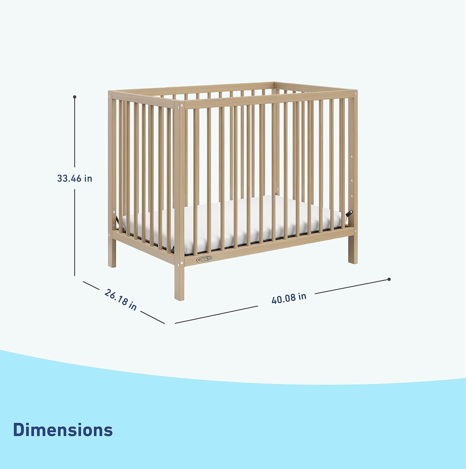 Graco Teddi 4-in-1 Convertible Mini Crib with Bonus Water-Resistant Mattress – GREENGUARD Gold Certified, 2.75-Inch Mattress Included, Small Spaces Crib, Easy 30-Minute Assembly (Driftwood)