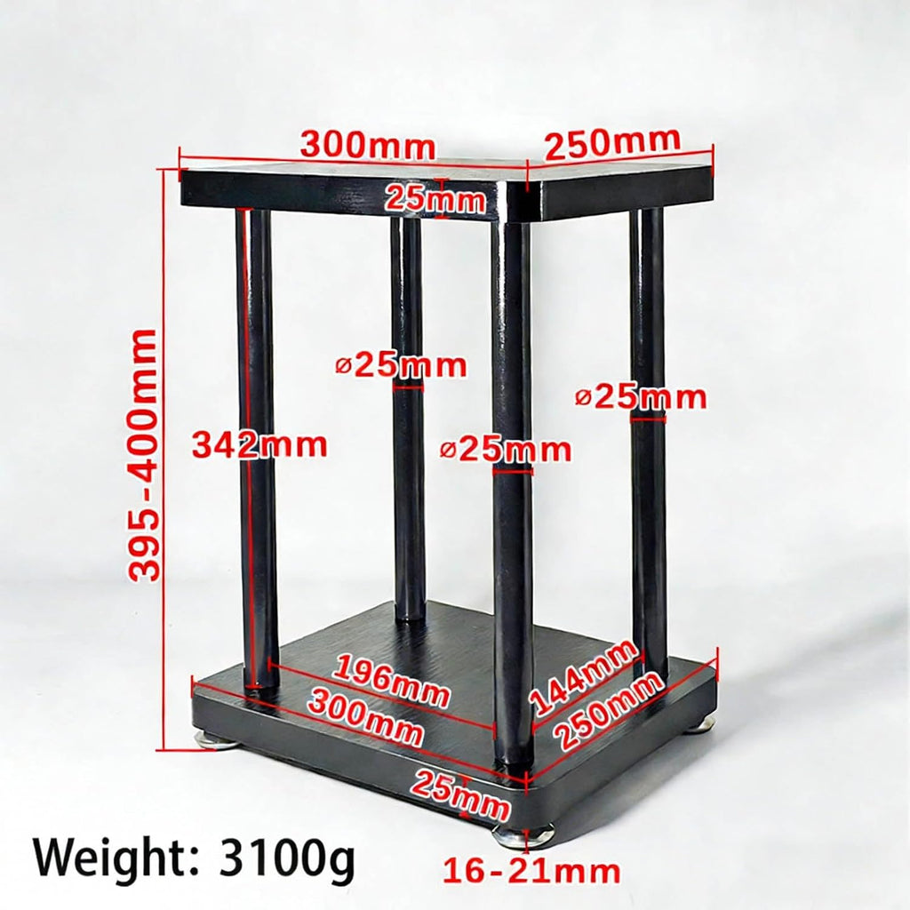 Modern Minimalist Black Speaker Stand Home Audio Dual Shelf Rack Multi-Functional Universal Various Audio Equipment(30 * 25 * 40cm)