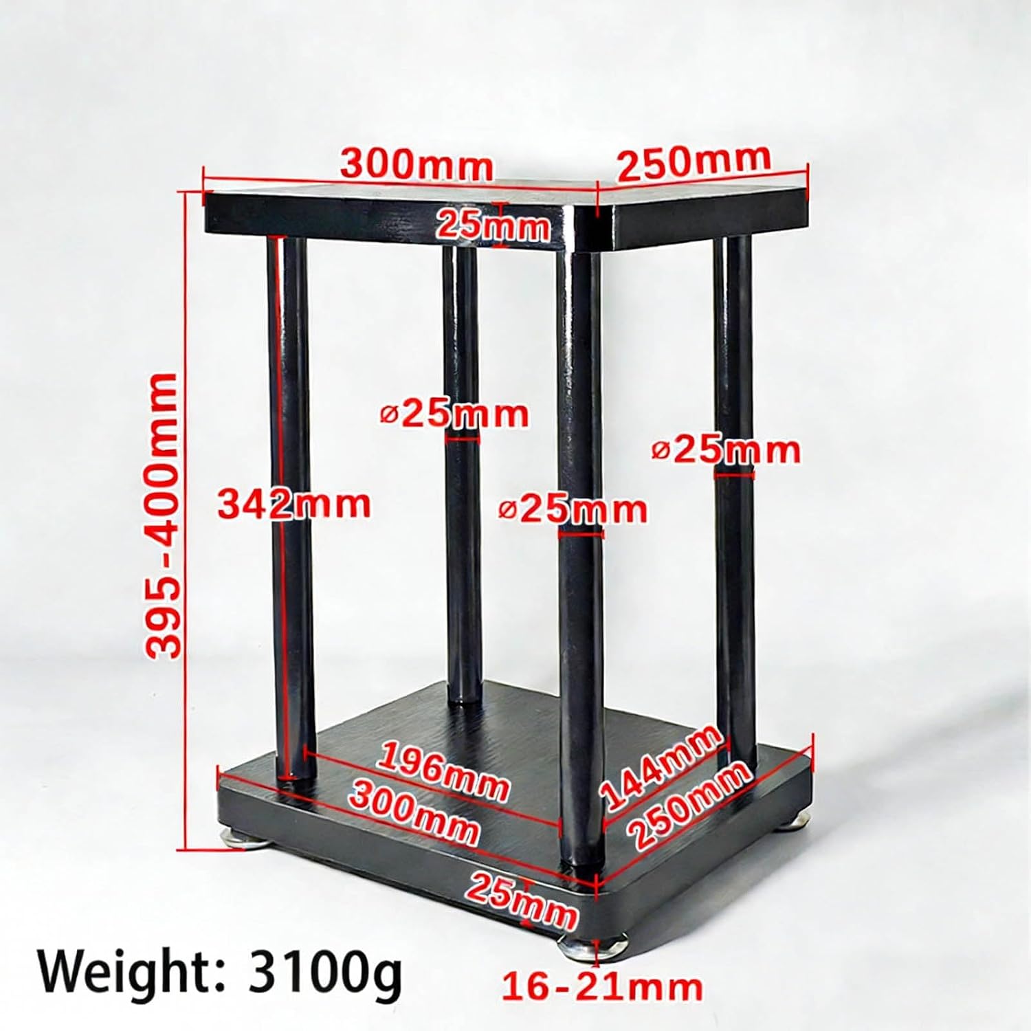Modern Minimalist Black Speaker Stand Home Audio Dual Shelf Rack Multi-Functional Universal Various Audio Equipment(30 * 25 * 40cm)