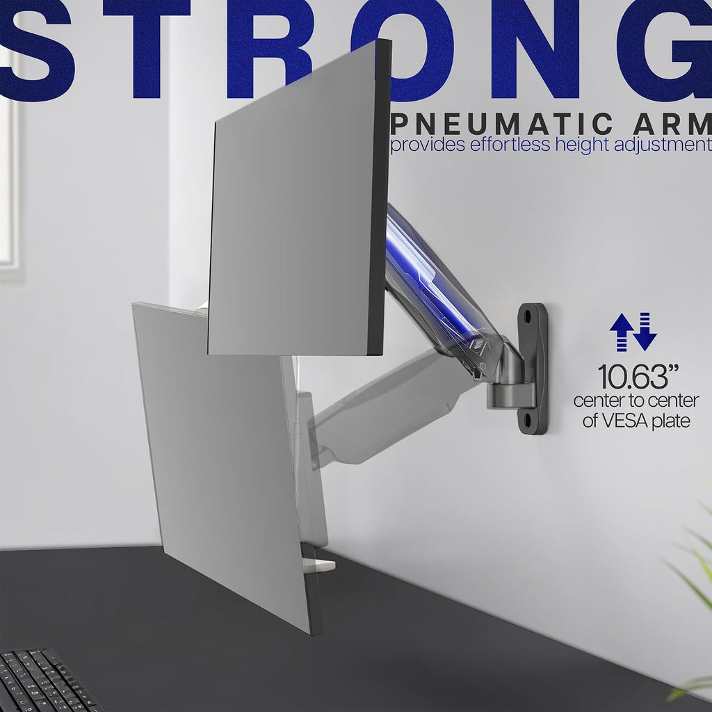 VIVO Height Adjustable Pneumatic Arm Single Monitor Wall Mount, Full Motion Articulating, Fits 17 to 32 inch Screen, Black, MOUNT-V001A (Pack of 5)