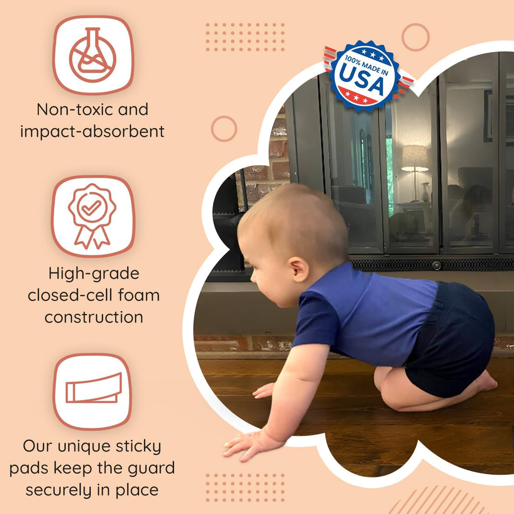 Soft Seat Edge Cushion Fireplace Hearth Guard Bumper Pad Child Proof Padding (Medium, Brown-fits Width from-69-80')