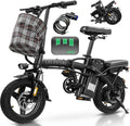 Electric Bike for Adults and Teens, 560-740W Motor, 20-25MPH Compact Commuter Folding Ebike, 32 Miles Range, 48V 10Ah Battery, 3-Level Pedal Assist, 14' Foldable Electric Bicycle, UL 2849 Certified