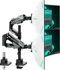 ARES WING Vertical Dual Monitor Mount - 24-57' Aluminum Heavy Duty Monitor Arms for 2 Monitors, Fully Adjustable Gas Spring Stacked Monitor Stand with 75/100/200 Vesa Mount, Black