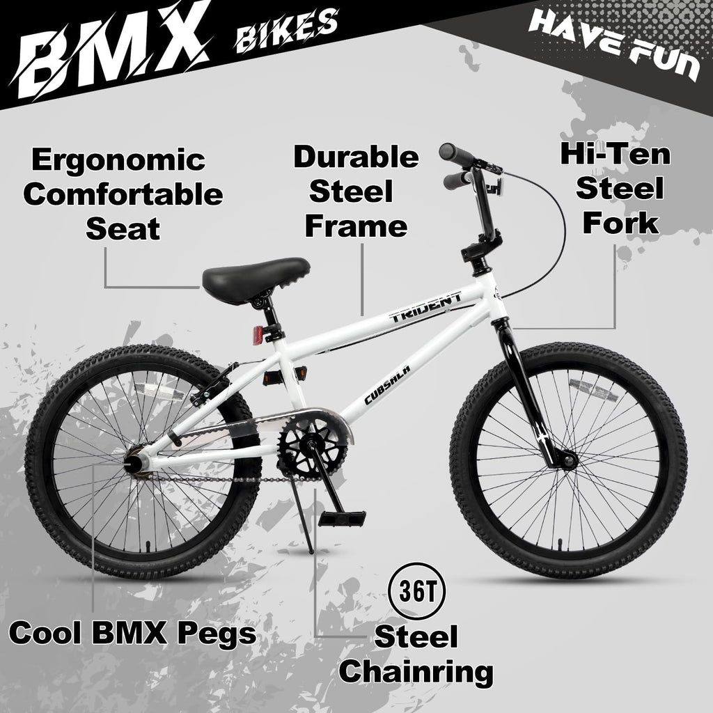 cubsala 20 24 26 Inch BMX Race Bike Trident Bicycles Beginner-Level to Advanced Riders with 2 Pegs, Multiple Colors