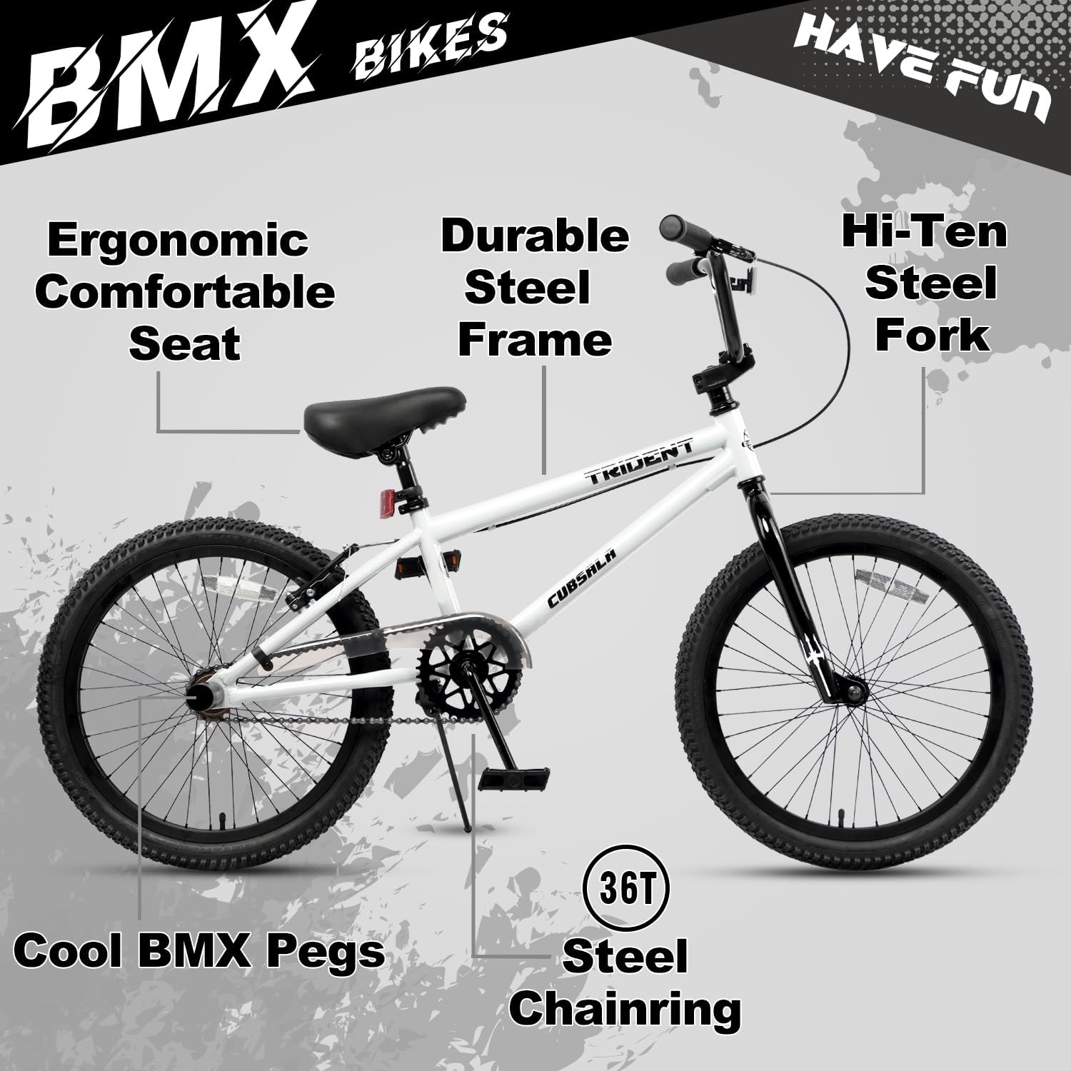 cubsala 20 24 26 Inch BMX Race Bike Trident Bicycles Beginner-Level to Advanced Riders with 2 Pegs, Multiple Colors