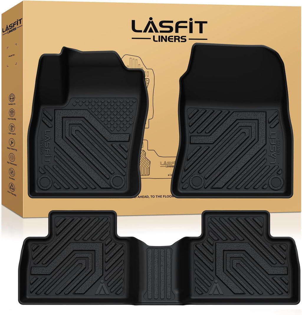 LASFIT Floor Mats for Nissan Kicks 2025-2026, Custom Fit All Weather Protection TPE Easy Clean No-Curling Durable Floor Liners for 2025-2026 Kicks S/SV/SR 1st & 2nd Row Car Mats, Black