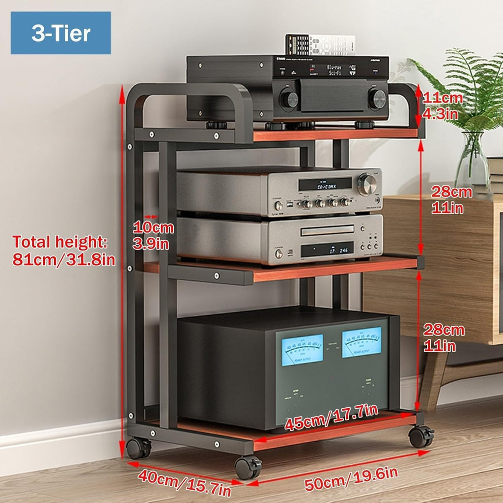 HiFi Rack Record Player Stand, 3/4/5 Tier AV Media Player Stand, Audio/Video Component Stereo Cabinet for Record Player, Amplifier, Entertainment Equipment(Style A,50x40x81cm)