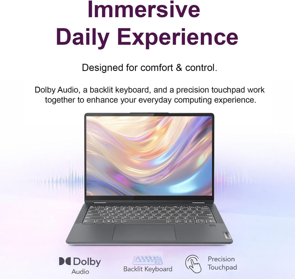 Lenovo IdeaPad 14' 2.2K QHD 2-in-1 Touchscreen Laptop | AMD Ryzen 7 Processor | Win 11 | 16GB RAM | 512GB PCIe SSD | Backlit Keyboard | Fingerprint | 1080P Camera | Convertible Laptop for Work & Study