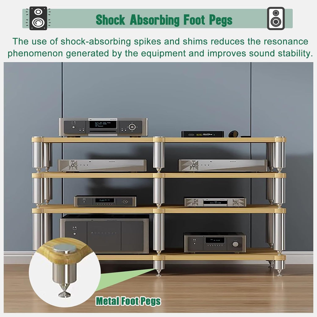 Home Theater AV Display Rack Heavy Duty, Audio Component Cabinet/Media Stereo Stand Equipment Shelf, 2 3 4 Tier Wooden Audio Equipment Organizer Shelf(White,120x48x63cm)