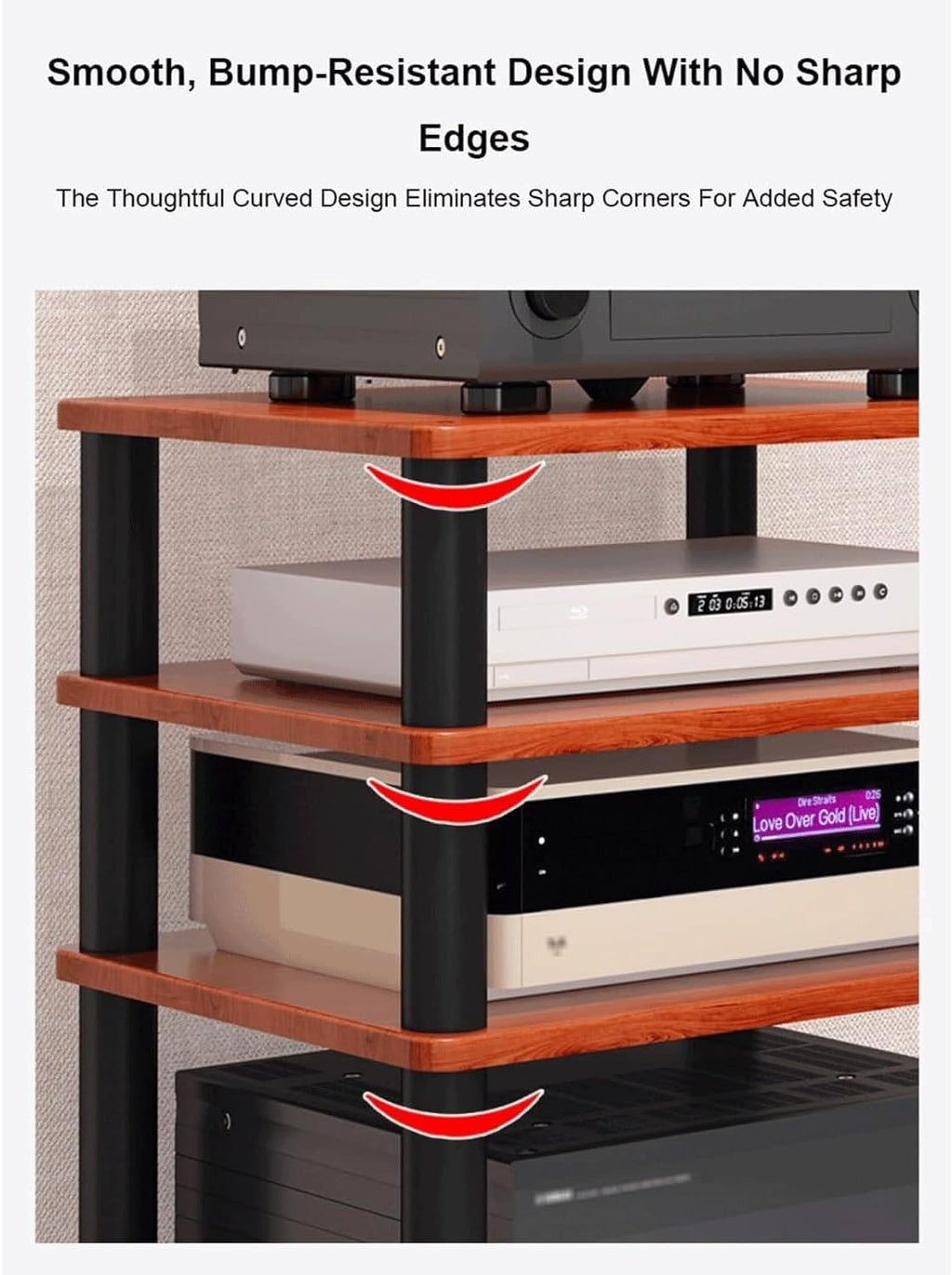 Audio Rack Stereo Rack Wooden Audio Equipment Rack Audio Open Rack Cabinet HiFi Rack Audio-Video Shelving with Wheels Movable(Nero,1 Tier)