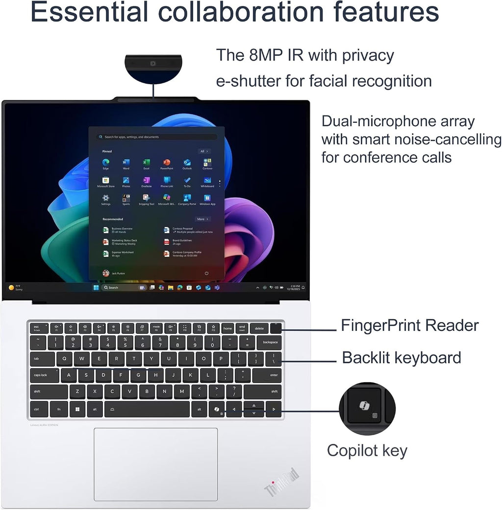 Lenovo ThinkPad X9 15 Aura Edition Business AI Laptop (15.3' 2.8K OLED Touchscreen, Intel Core Ultra 7 258V, 32GB DDR5, 1TB SSD) Copilot+ PC, Ultrathin, Backlit, Win 11 Pro, White (Next Gen X1 carbon)