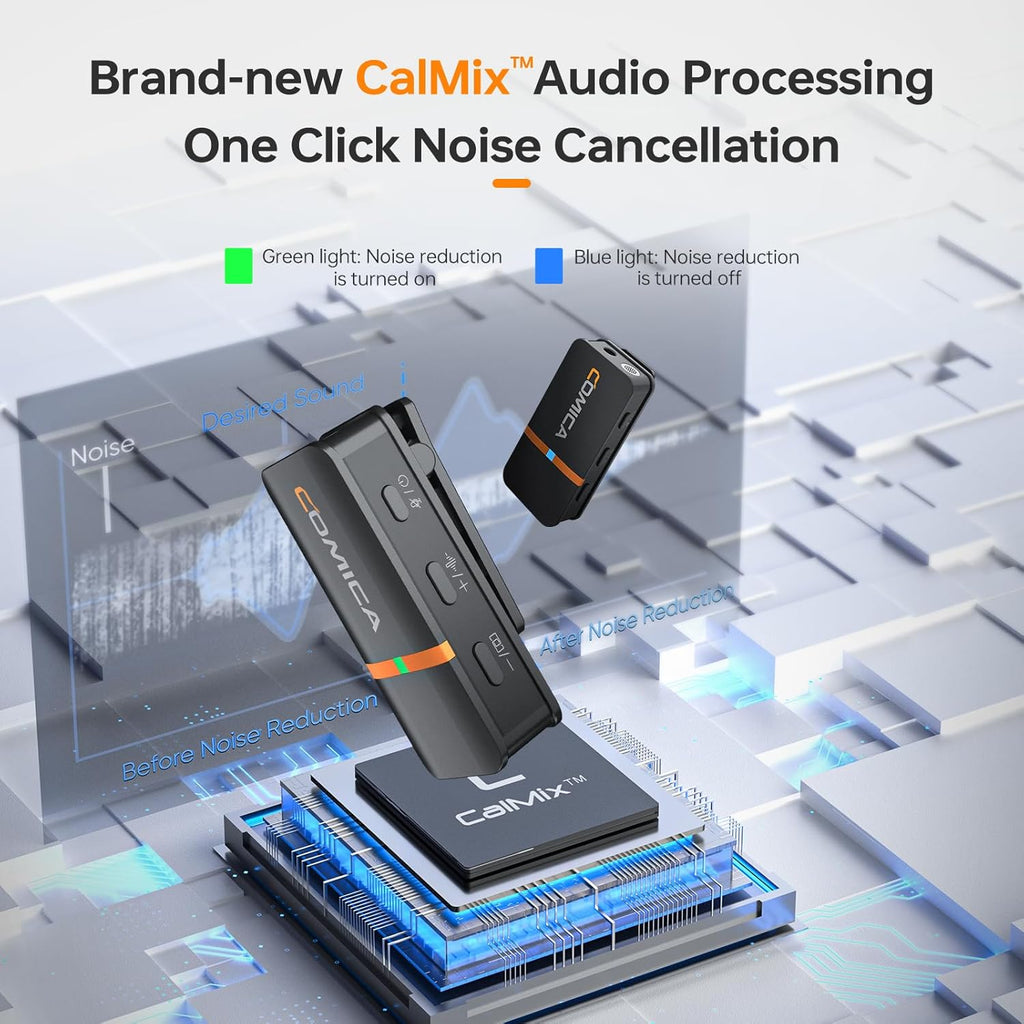COMICA Vimo Q 4 Channel Wireless Lavalier Microphone System with Noise Reduction, 4 Audio Tracks Output, 656ft Range, Wireless Mic for Cameras iPhone Android,Wedding/Video Recording/Livestream