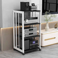 4-Tier AV Media Stand Component Cabinet Rack Audio Tower with Adjustable Shelves,Movable Media Storage Cabinet,Audio Rack Tower AV Equipment Cabinet(BlackA)