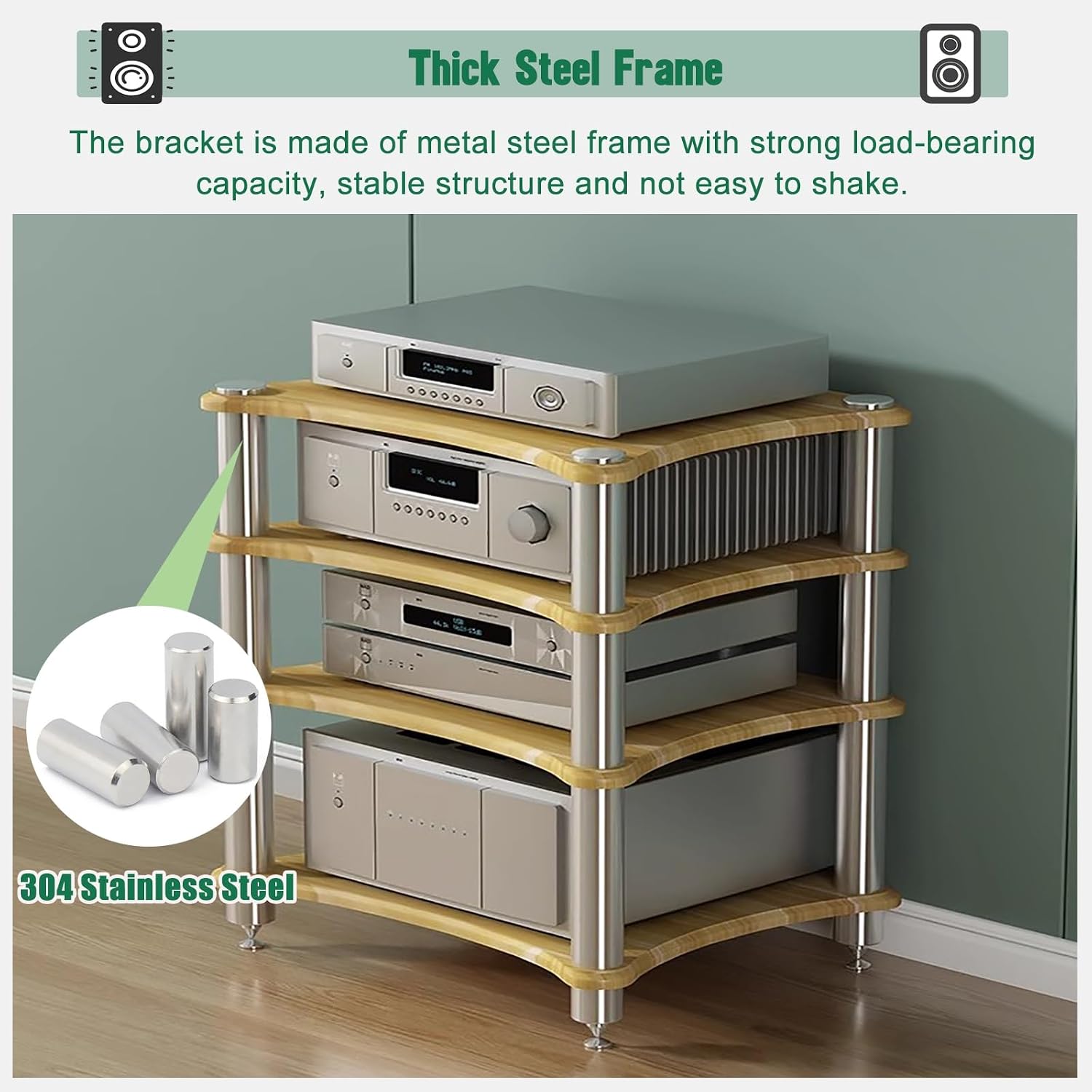 Small Space Media Stereo Shelf, 1 2 3 4 Tier Audio Racks Equipment Cabinets, Entertainment Stereo Components for Kitchen Living Room Bedroom(Beige,60x48x10cm)