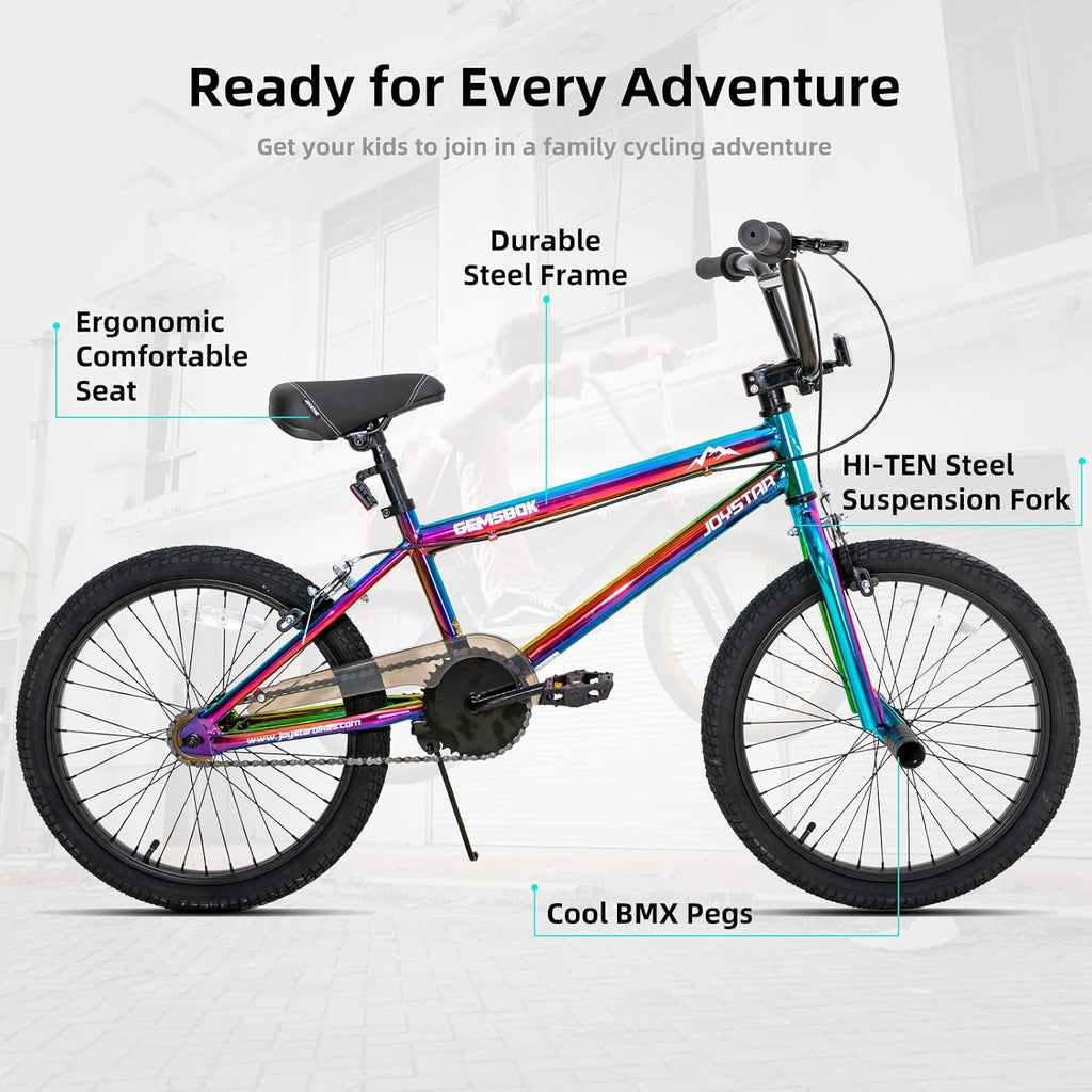 JOYSTAR 20 Inch Kids BMX Bike for Boys and Girls Age 7-12 | Freestyle Bicycle for Beginner Level Riders with Dual Hand Brakes & 2 Pegs | 20' Kids Bike