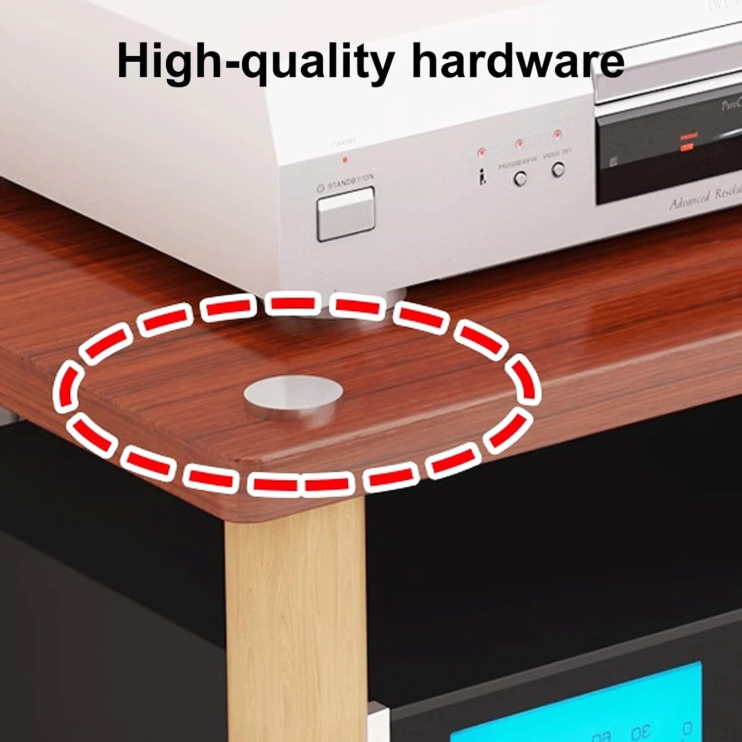 Audio Storage Rack, Audio Rack Stand, Audio Rack Tower, AV Media Stand Made of Engineered Wood+Solid Wood for Home Theater 2 Sizes 4 Colors(Brown,3 Layer)