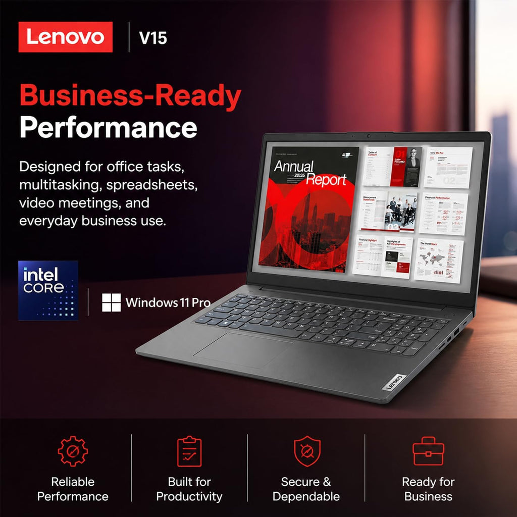Lenovo 2026 Business and Student Laptop with MS 365 for Web, Intel Powerful Processor, 8GB DDR5, 256GB PCIE, 15.6' FHD Display, Wi-Fi 6, Fast Charging Speed, 14.5-Hour Battery Life, Windows 11 Pro