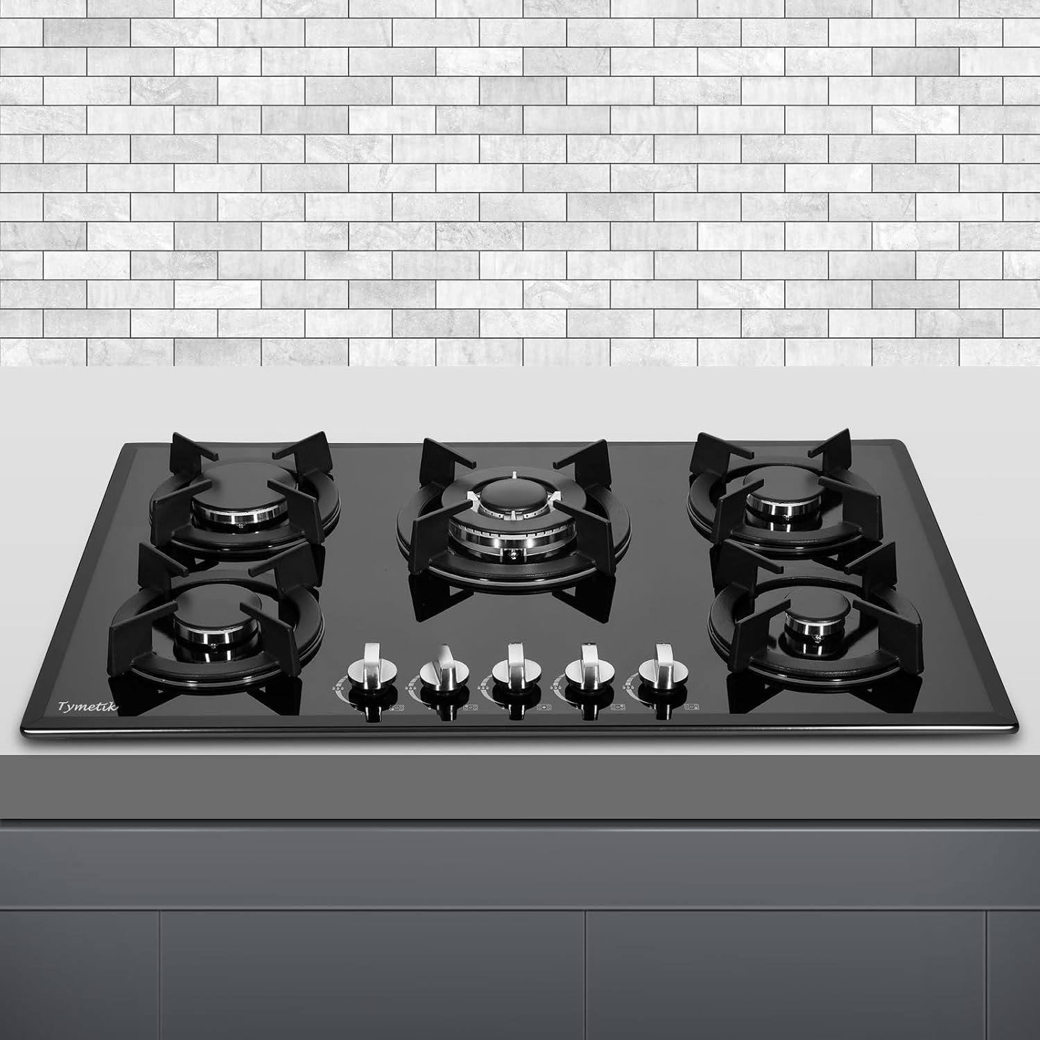 Gas Cooktop 30 Inch, Built-in Tempered Glass Gas Stovetop 5 High Efficiency Burners Gas Stove Top Propane/Natural Gas Convertible Gas Hob (Black)