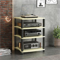Audio Rack Cabinet with Adjustable Rubber Feet, Stereo Racks and Stands, Open Media Storage Stand for Stereo, AV Equipment, Record Player, DVD, Game Consoles(Beige,X-Large)